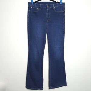 GAP 70s Flare High Rise Jeans Dark Wash Long Inseam Size 33 16L Tall Denim